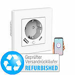 Luminea Home Control 2in1-WLAN-Unterputzsteckdose Versandrückläufer Luminea Home Control WLAN-Unterputz-Steckdosen mit USB-Netzteil