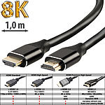 auvisio High-Speed-HDMI-2.1-Kabel bis 8K, 3D, HDR, HEC, eARC, 48 Gbit/s, 1 m auvisio 