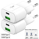 revolt Ultrakompakt. USB & Noteb.-Netzteil, USB-C/A, QC, PD, 30W, weiß 2er revolt Mini-Netzteile, Multiport, USB-A & USB-C, 230V