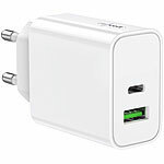 revolt USB- & Notebook-Netzteil mit USB-C PD und USB-A QC, bis 30 Watt, weiß revolt Mini-Netzteile, Multiport, USB-A & USB-C, 230V