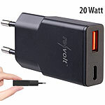 revolt Ultrakompaktes USB-A/C-Netzteil, Power Delivery bis 20 W, 3 A, schwarz revolt Ultra-kompakte Reisenetzteile mit Power Delivery & Quick Charge