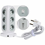 Verbatim Steckdosen-Turm mit 11x 230 V, 2x USB-C, 2x USB-A, 2 m Kabel, weiss Verbatim 230-Volt-Steckdosenleisten mit USB und Netzschalter