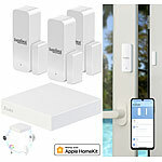 7links HomeKit-Set: ZigBee-Gateway + 3x Tür-/Fenstersensor, Sprachsteuerung 7links Apple HomeKit-zertifizierte ZigBee-Steuereinheiten mit Tür- und Fenstersensoren