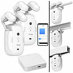 Luminea Home Control 2er-Set Smarter 3in1-Vorhangmotor mit Akku, App + WLAN-Gateway Luminea Home Control Smarte 3in1-Universal-Vorhangmotoren mit App, Timer- und Sensor-Steuerung