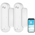 VisorTech 2er-Set 2in1-WLAN-Tür- und Fensteralarme, Sirene, App, Sprachsteuerung VisorTech WLAN-Tür & Fensteralarme mit Sirene