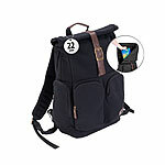 Xcase Rolltop-Business-Rucksack mit großem Eck-Reißverschluss, 22 l, schwarz Xcase Rolltop-Canvas-Rucksäcke mit gepolstertem Laptop-Fach und Eck-Reißverschluss