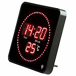 Lunartec Flache LED-Funk-Tisch- und Wanduhr, Temperatur-Anzeige, rote LEDs Lunartec LED-Funk-Wanduhren mit Temperaturanzeigen