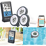 infactory Smartes WLAN-Teich- & Poolthermometer mit 3 Sensoren, App, IP67 infactory Funk-Poolthermometer mit WLAN und App