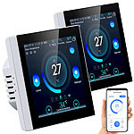 revolt 2er-Set WLAN-Thermostate für Fußbodenheizungen, Touchdisplay revolt WLAN-Raumthermostate