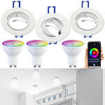 Luminea 3er-Set LED-Spots GU10 mit Alu-Einbaurahmen, RGB-CCT, 4,8W, für ZigBee Luminea Lampen-Einbaufassungen