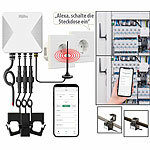 Luminea Home Control 3-Phasen-WLAN-Stromzähler inkl. 2 WLAN-Unterputz-Steckdosen Luminea Home Control 3-Phasen-WLAN-Stromzähler und Echtzeit-Energiemonitore