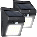 Lunartec 2er-Set Solar-LED-Wandleuchten mit Bewegungsmelder, 100 Lumen, IP44 Lunartec LED-Solar-Fluter mit Bewegungsmelder