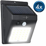 Lunartec 4er Set Solar LED Wandl. mit Bewegungsmelder, 100lm, IP44 Lunartec LED-Solar-Fluter mit Bewegungsmelder