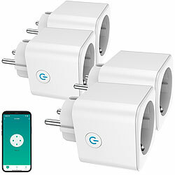 Luminea Home Control 4er-Set WLAN-Steckdose, Matter-zertifiziert, Energiekostenmesser, 16 A Luminea Home Control Matter-zertifizierte WLAN-Steckdosen mit Stromverbrauchs-Messung