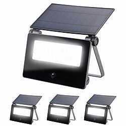 Luminea 4er-Set Solar-LED-Wandfluter, Bewegungssensor, 1.300 lm, 2x 1.800 mAh Luminea LED-Solar-Fluter mit Bewegungsmelder