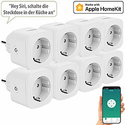 Luminea Home Control 8er-Set WLAN-Steckdosen, Apple-HomeKit-zertifiziert, mit App Luminea Home Control WLAN-Steckdosen, HomeKit-zertifiziert