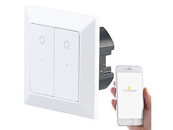 Luminea Home Control Doppel-Lichttaster mit WLAN, App, für Siri, Alexa & Google Assistant