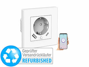 Luminea Home Control 2in1-WLAN-Unterputzsteckdose Versandrückläufer