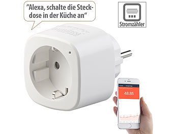 Luminea Home Control WLAN-Steckdose mit Energiekostenmesser, Versandrückläufer