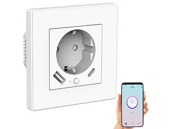 Luminea Home Control 2in1-WLAN-Unterputzsteckdose Versandrückläufer