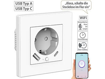 Luminea Home Control 2in1-WLAN-Unterputzsteckdose Versandrückläufer