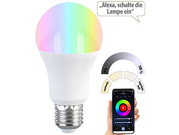 RGB Glühbirne: Luminea Home Control LED-Lampe E27, RGB-CCT, 9W (ersetzt 75W), 806 Lumen, ZigBee-kompatibel