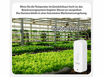 Luminea Home Control 4er-Set WLAN-Außen- und Innen-Temperatur- und Luftfeuchtigkeitssensor