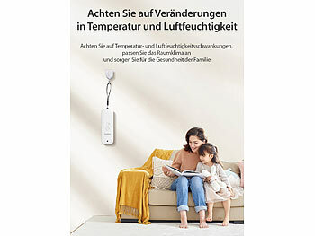 Luminea Home Control 4er-Set WLAN-Außen- und Innen-Temperatur- und Luftfeuchtigkeitssensor