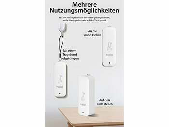 Luminea Home Control 4er-Set WLAN-Außen- und Innen-Temperatur- und Luftfeuchtigkeitssensor