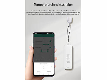 Luminea Home Control 4er-Set WLAN-Außen- und Innen-Temperatur- und Luftfeuchtigkeitssensor