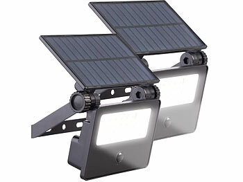 Solar-LED-Außenstrahler: Luminea 2er-Set Solar-LED-Wandfluter mit Bewegungssensor, 400 lm, 1.200 mAh