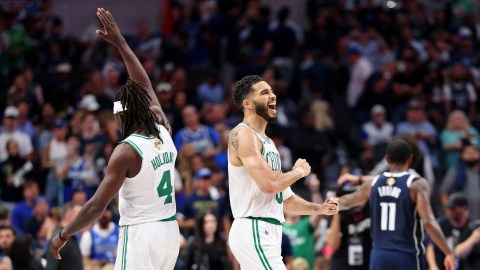 Boston Celtics teammates Jayson Tatum and Jrue Holiday