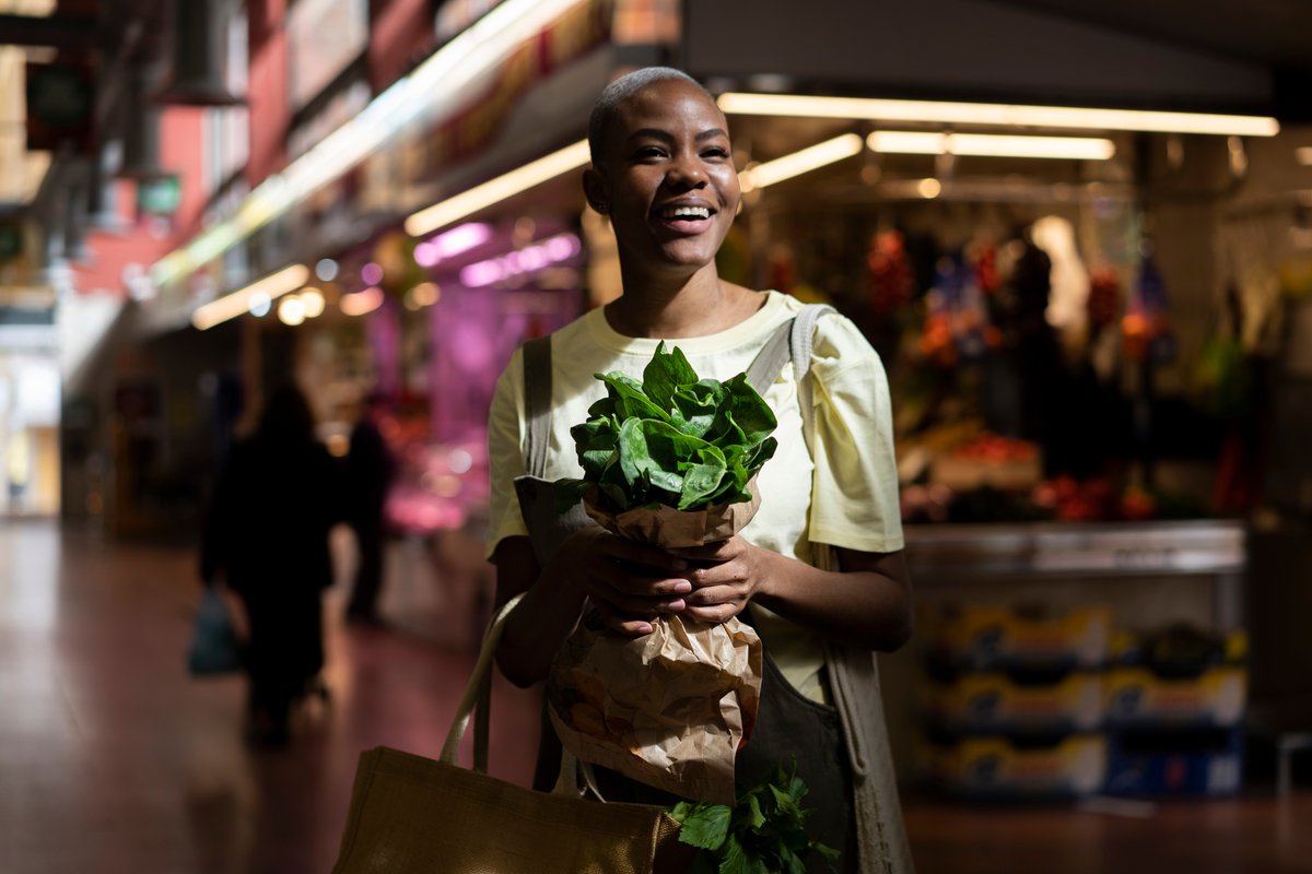 A woman shopping in her local market