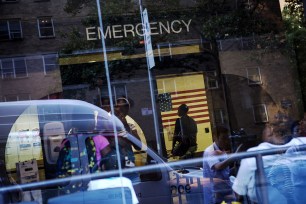Patients can be seen waiting inside the emergency room at Mount Sinai Hospital in New York.