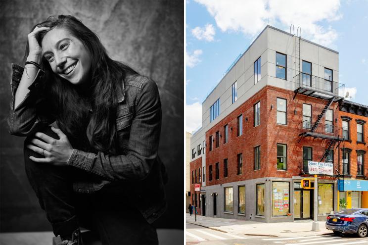 Side by side of Azucena Vidaurri and her new apartment building.