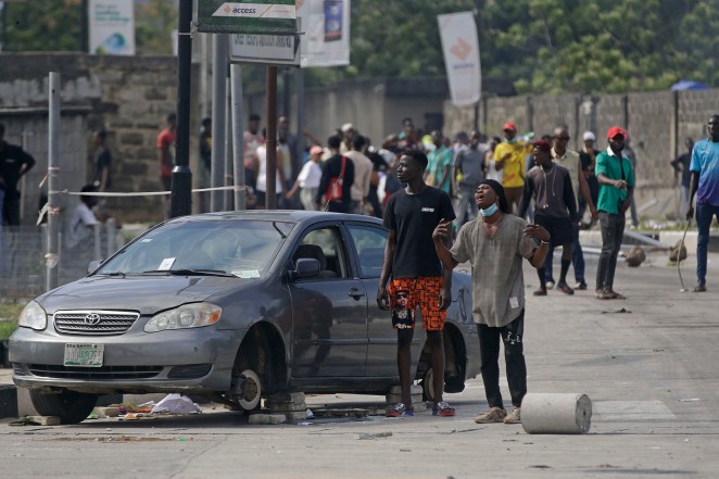 Police brutality protests near the Lekki toll gate in Lagos, Nigeria