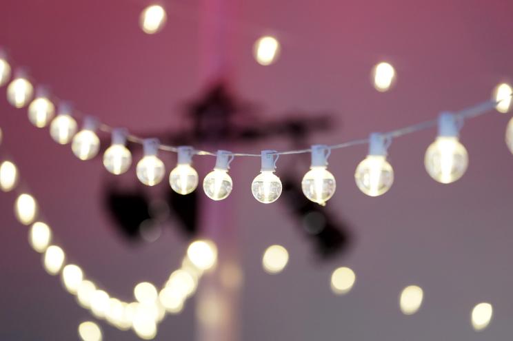 A general view of hanging strand of lights