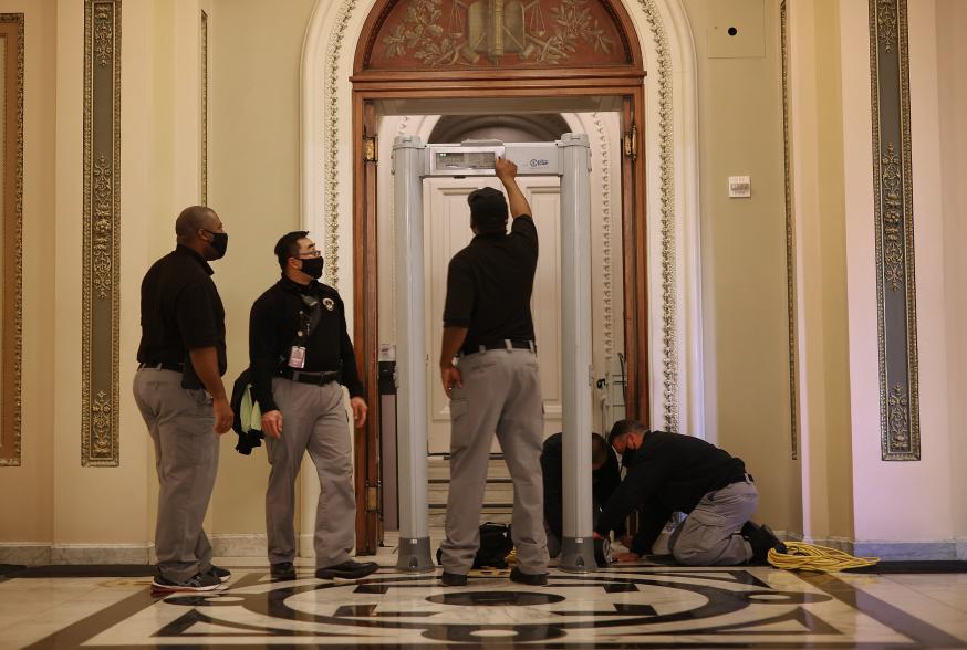 A metal detector getting installed at the Capitol building today.