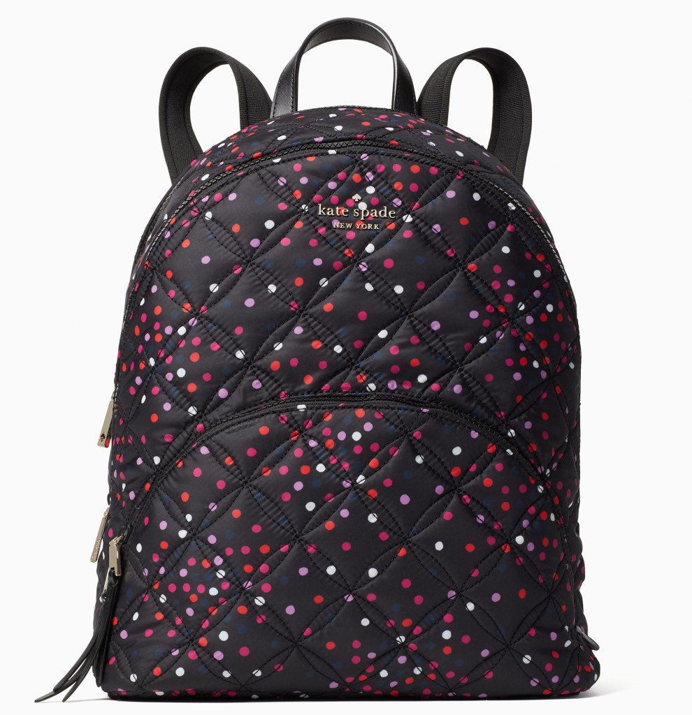 karissa nylon quilted festive confetti large backpack