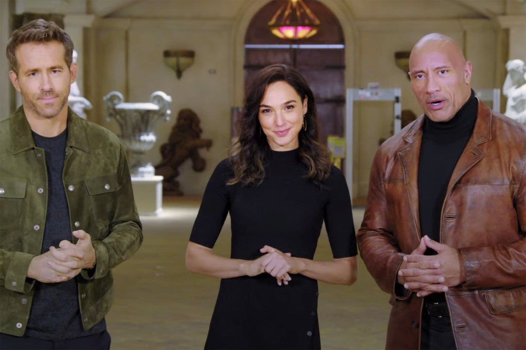 "Red Notice" stars Ryan Reynolds, Gal Gadot and Dwayne Johnson.