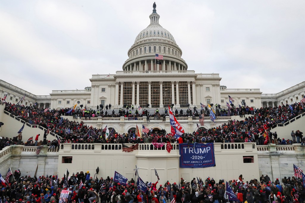 Supporters of U.S. President Donald Trump gather in front of the U.S. Capitol Building in Washington, U.S., January 6, 2021.