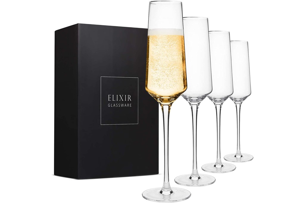 Elixir Glassware Classy Champagne Flutes (Set of 4)