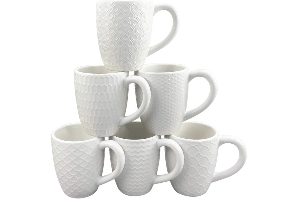 Schliersee White Ceramic Coffee Mugs (Set of 6)