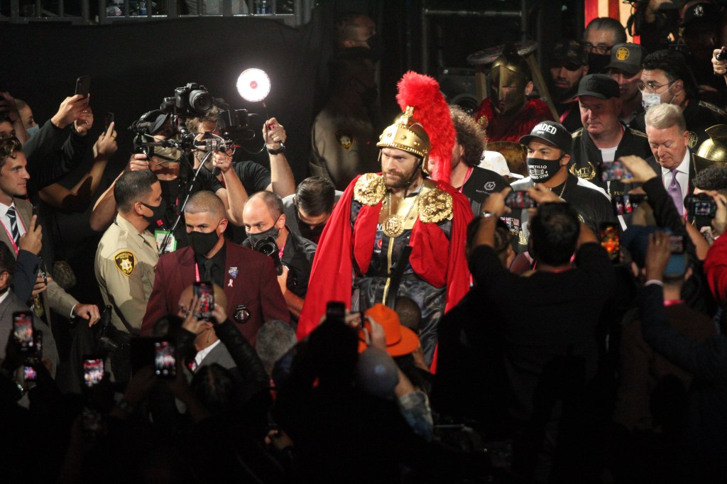 Tyson Fury enters the ring versus Deontay Wilder.