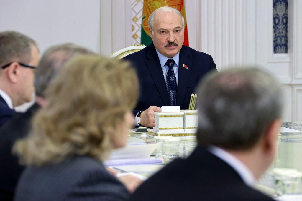 Belarusian President Alexander Lukashenko speaks during a meeting with the working group on finalizing the draft of the new Constitution of Belarus