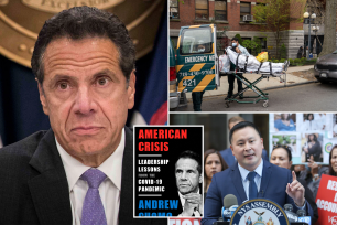 Left: Andrew Cuomo. Right: Assemblyman Ron Kim. Nursing home Cobble Hill Center in Brooklyn. Andrew Cuomo’s American crisis book.