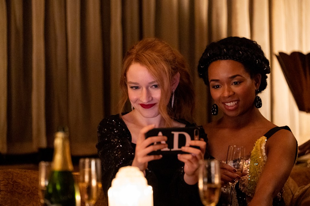 Davis says she considered Sorokin, played by Julia Garner (left), her "little weird friend."