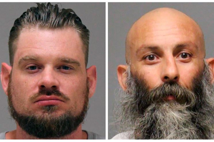 This photo combo of images provided by the Kent County Sheriff and Delaware Department of Justice, respectively, shows Adam Dean Fox, left, and Barry Croft Jr. on April 8, 2022, A judge on Thursday, June, 30, 2022