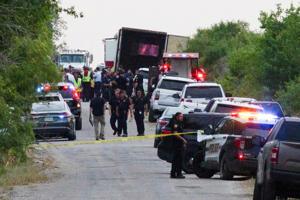 Law enforcement surround the truck in San Antonio