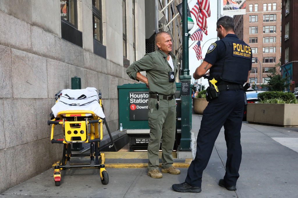 EMS crew outside of subway station